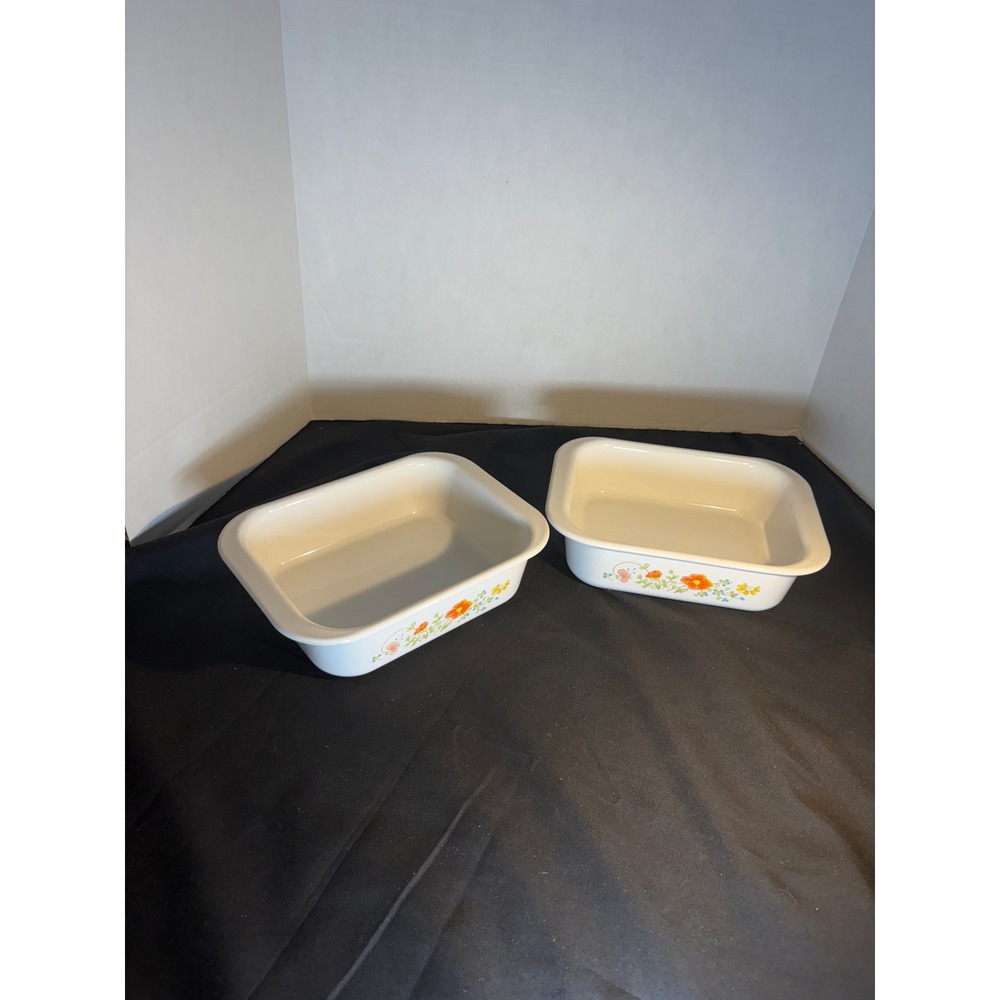 Corning Ware Petite French White Set of 2‎ A-1 1/2-B Casserole Dishes Floral
